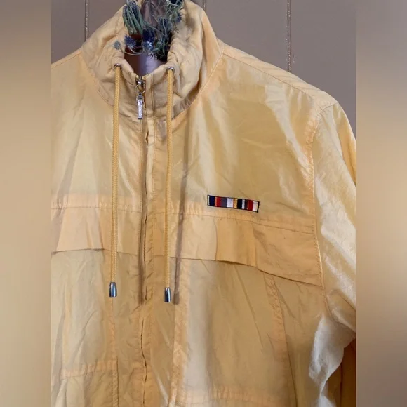 Catalina Vintage Track Windbreaker Jacket Yellow Gold Size Medium Lined - Picture 2 of 9